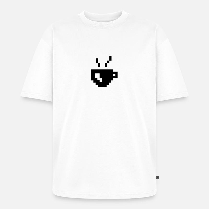 Coffee Pixel - Unisex Premium Oversized Bio T-Shirt - Weiß