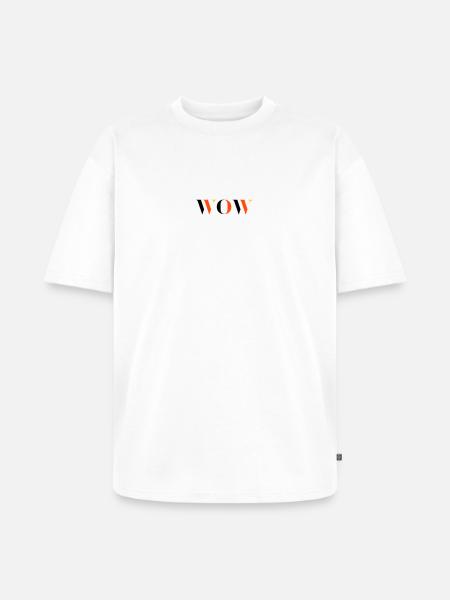 WOW tri-colour - Unisex Premium Oversized Organic T-Shirt - white