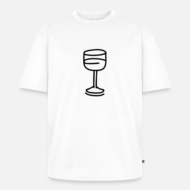 Weinglas - line - Unisex Premium Oversized Bio T-Shirt - Weiß