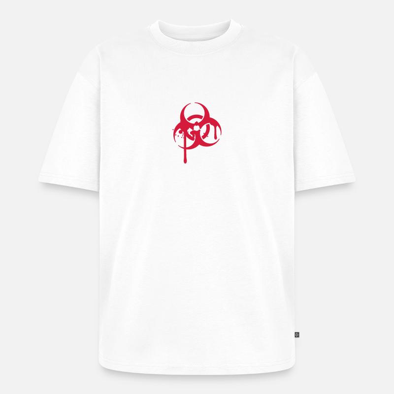 Biohazard Blut Logo Symbol Spritzer - Unisex Premium Oversized Bio T-Shirt - Weiß