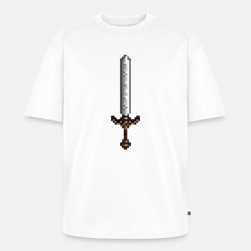 Schwert-Pixelkunst im Retro-Stil 8-Bit-Stil - Unisex Premium Oversized Bio T-Shirt - Weiß