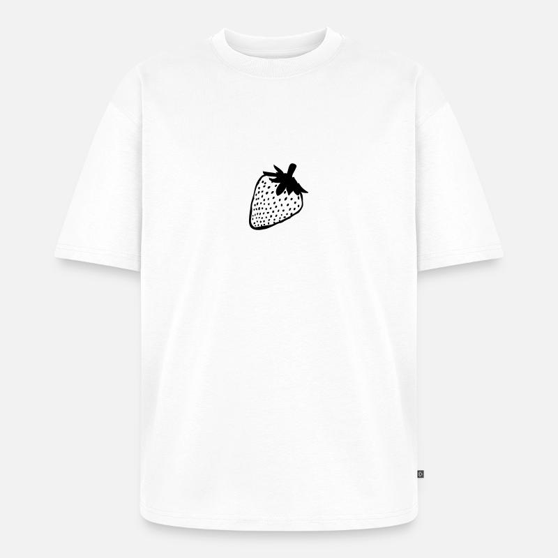 Erdbeere - Unisex Premium Oversized Bio T-Shirt - Weiß