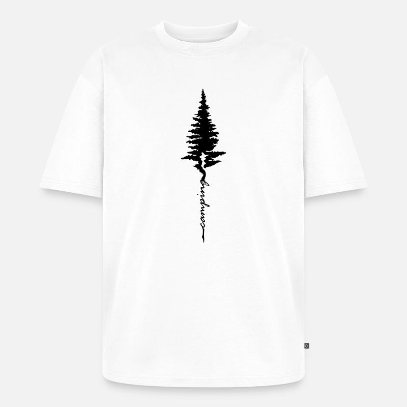 Baum Camping Wandern - Unisex Premium Oversized Bio T-Shirt - Weiß
