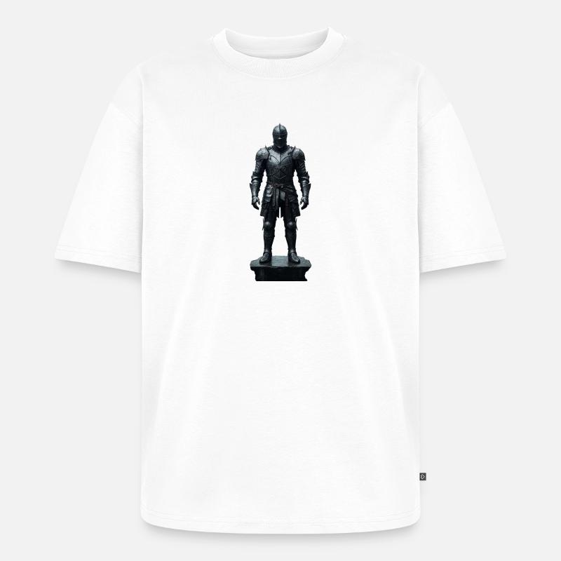 Dark Knight Armor Krieger-Silhouette - Unisex Premium Oversized Bio T-Shirt - Weiß