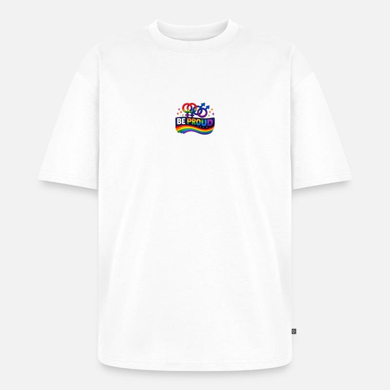 Be Proud Rainbow Pride Emblem - Unisex Premium Oversized Bio T-Shirt - Weiß