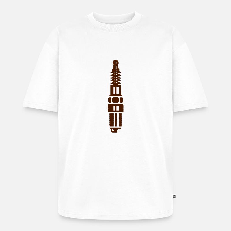Zündkerze / spark plug (1c) - Unisex Premium Oversized Bio T-Shirt - Weiß