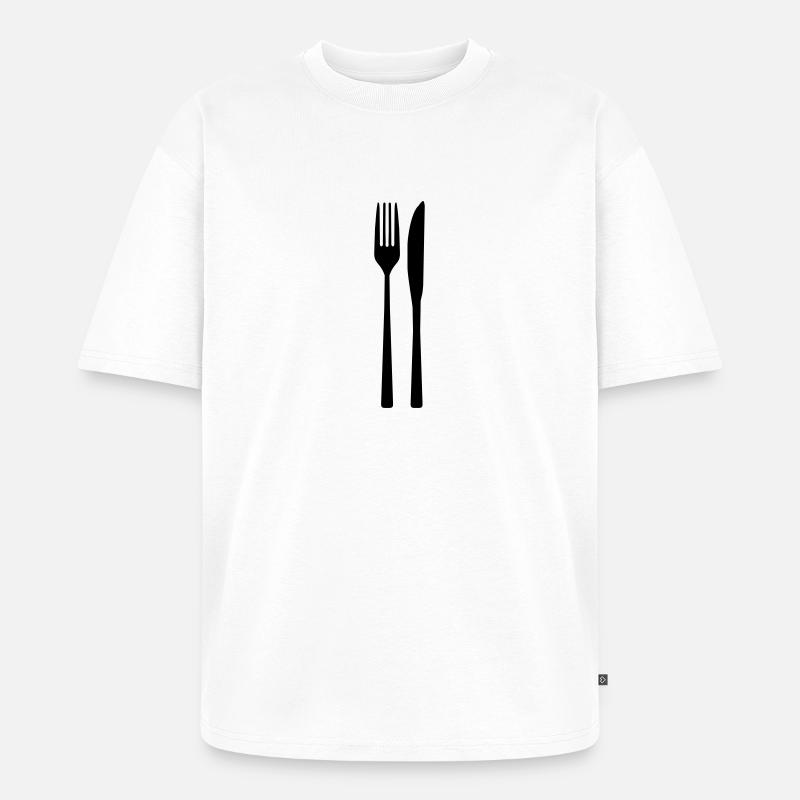 Messer Gabel - Spoon Fork - Unisex Premium Oversized Bio T-Shirt - Weiß