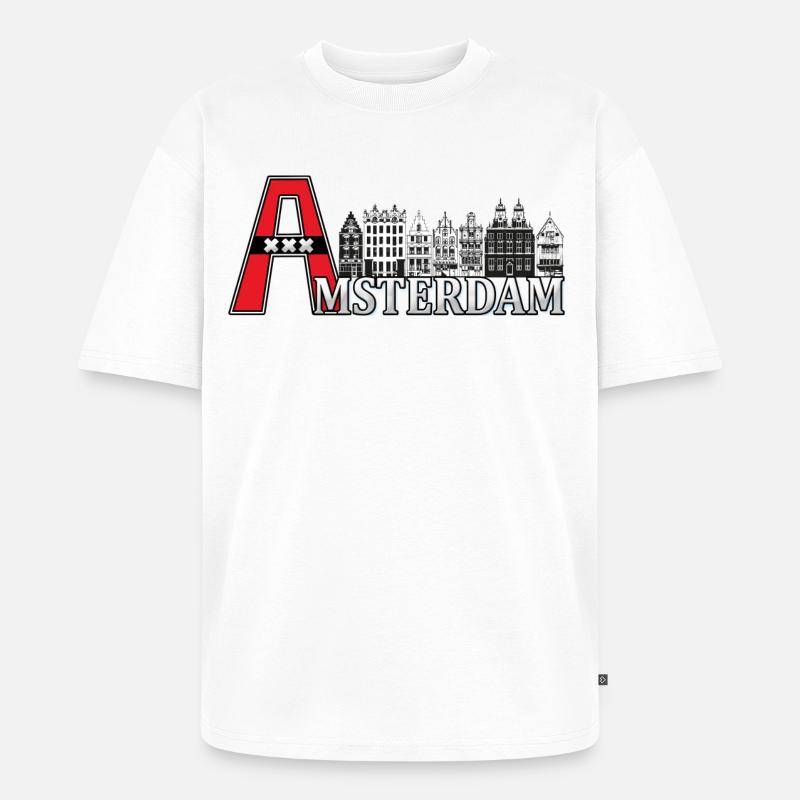 Amsterdam mit einem großen A - Unisex Premium Oversized Bio T-Shirt - Weiß