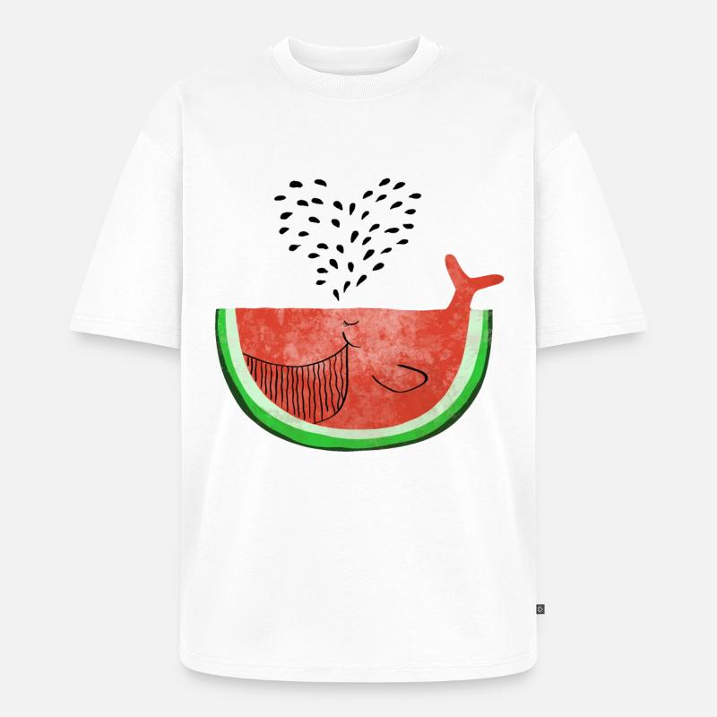 Pastèque Wal - melon Walvis - Fruit -Love - T-shirt Premium bio oversize Unisexe - blanc