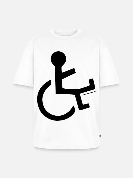 Rollstuhlfahrer mit gebrochenem Bein # - Unisex Premium Oversized Bio T-Shirt - Weiß