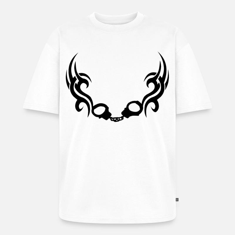 Handschellentrible - Unisex Premium Oversized Bio T-Shirt - Weiß