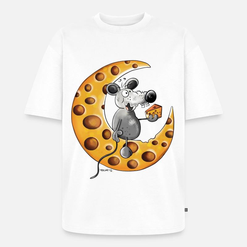Maus liebt Käse - Unisex Premium Oversized Bio T-Shirt - Weiß