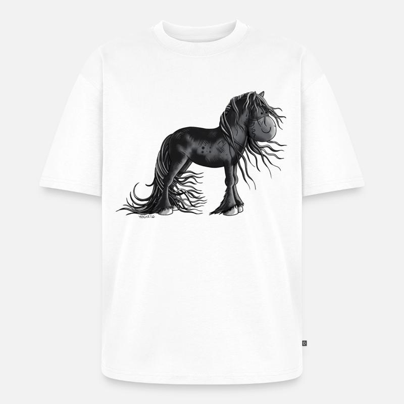 Süßes Friesenpferd - Unisex Premium Oversized Bio T-Shirt - Weiß
