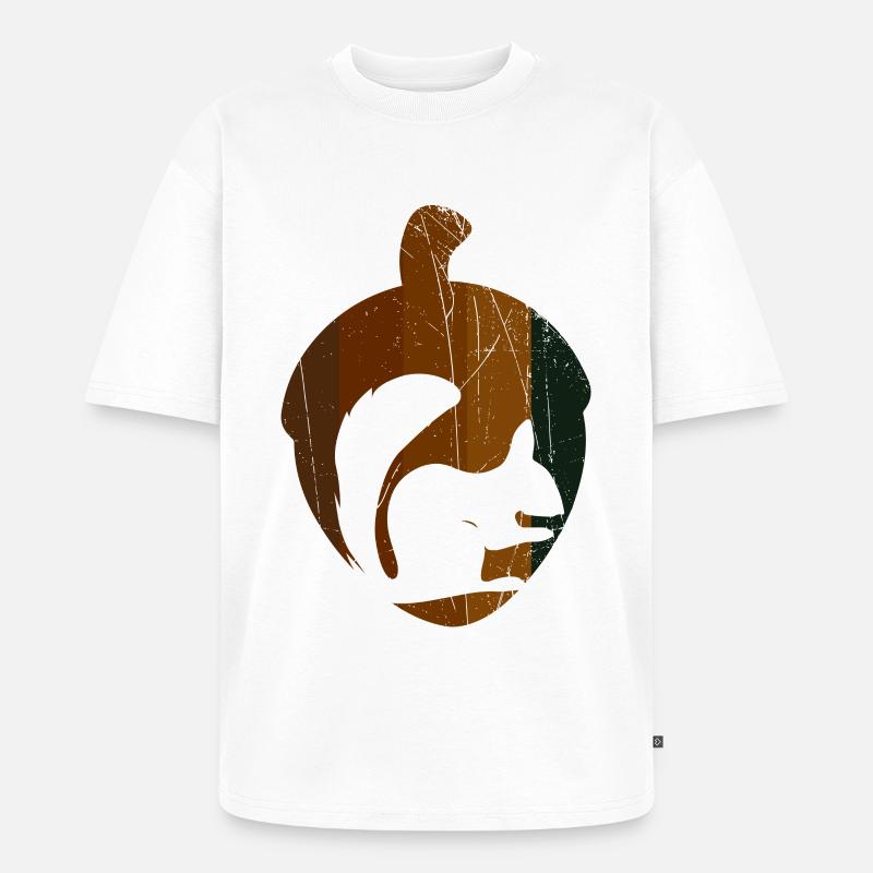 Haselnuss - Eichhörnchen - Unisex Premium Oversized Bio T-Shirt - Weiß