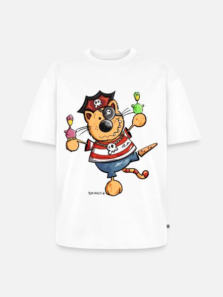 Pirate cat - Unisex Premium Oversized Organic T-Shirt - white