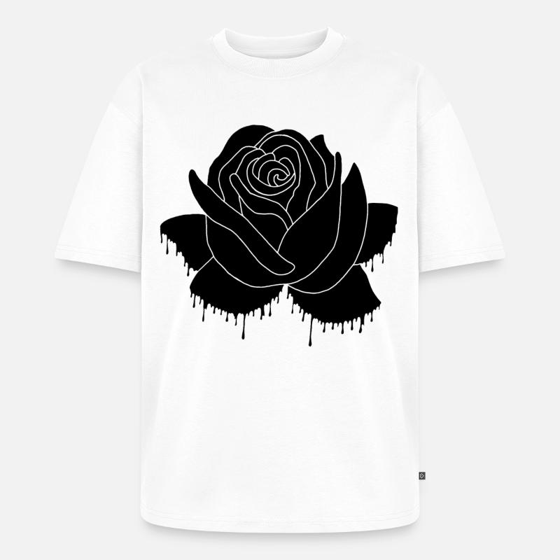 Graffiti einer schwarzen Rose - Unisex Premium Oversized Bio T-Shirt - Weiß
