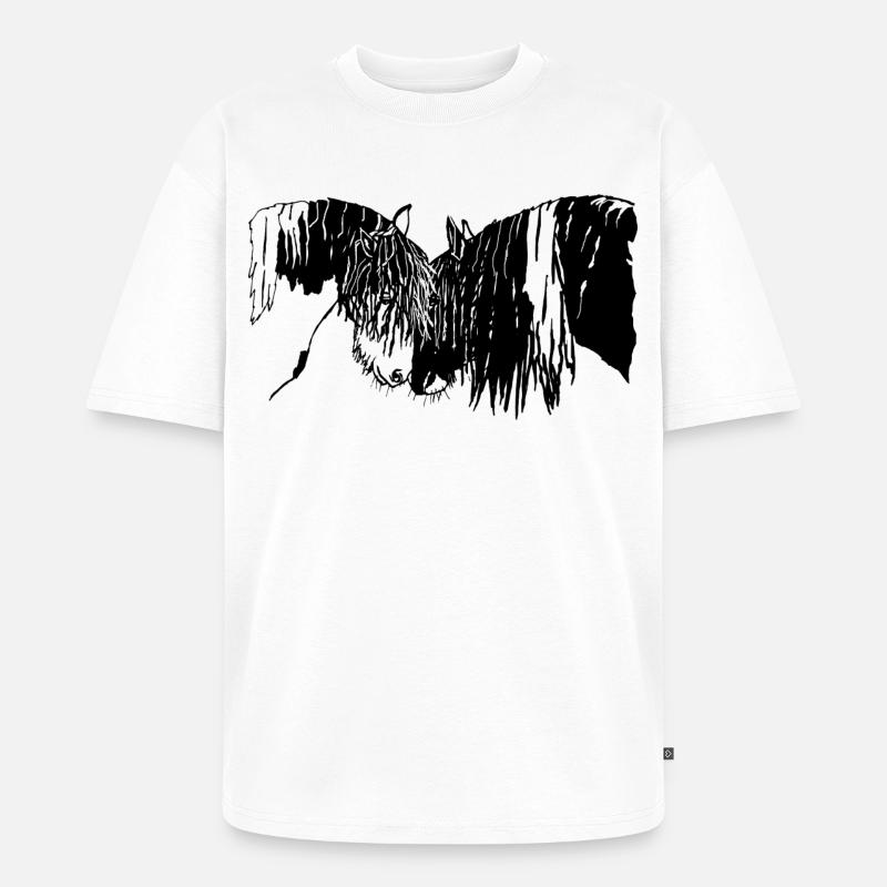 wunderschöne Tinker Reiten Pferde  - Unisex Premium Oversized Bio T-Shirt - Weiß