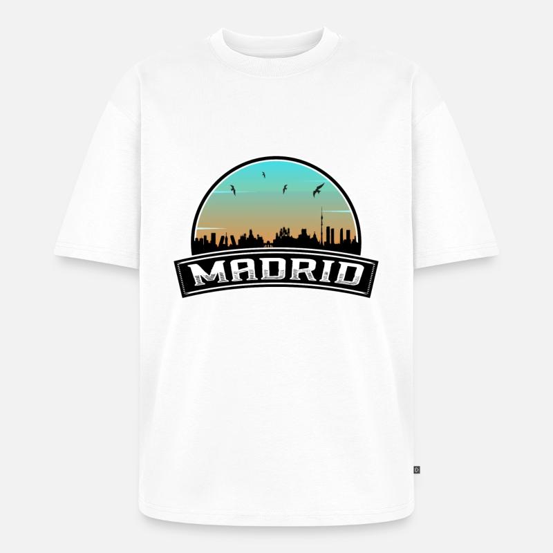 Madrid Spanien Skyline Spanisches Souvenir - Unisex Premium Oversized Bio T-Shirt - Weiß