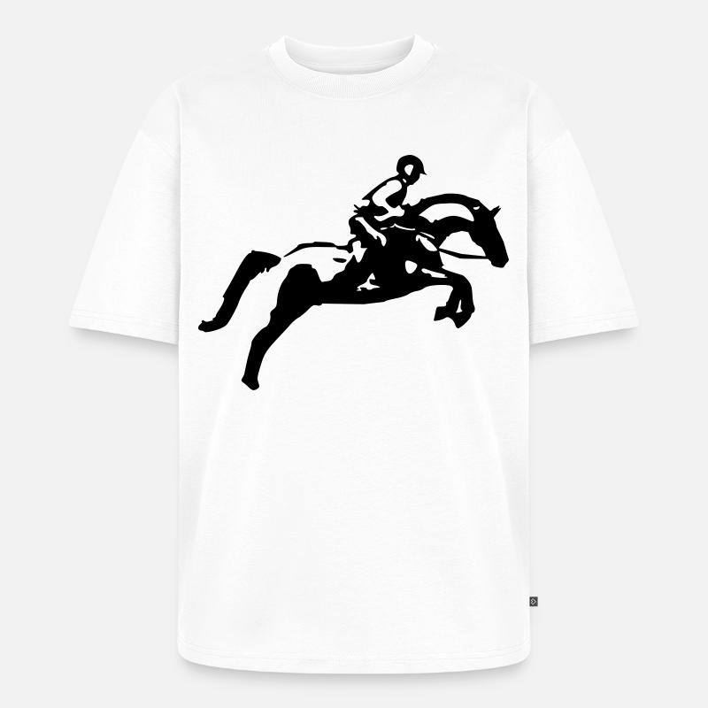 Springreiten Springpferd, Vielseitigkeit - Unisex Premium Oversized Bio T-Shirt - Weiß