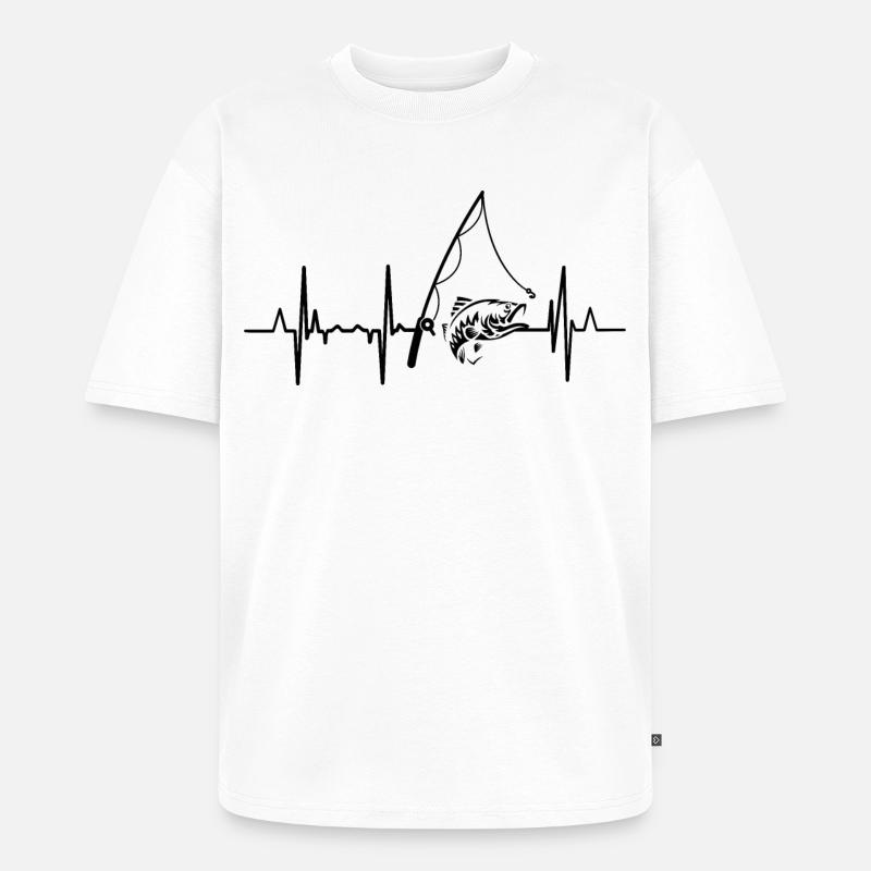 Fischerei Herzlinie - Unisex Premium Oversized Bio T-Shirt - Weiß