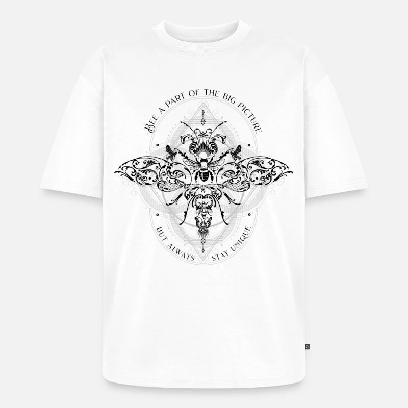Bee Psychedelic Geometry Pattern cool dicton - T-shirt Premium bio oversize Unisexe - blanc