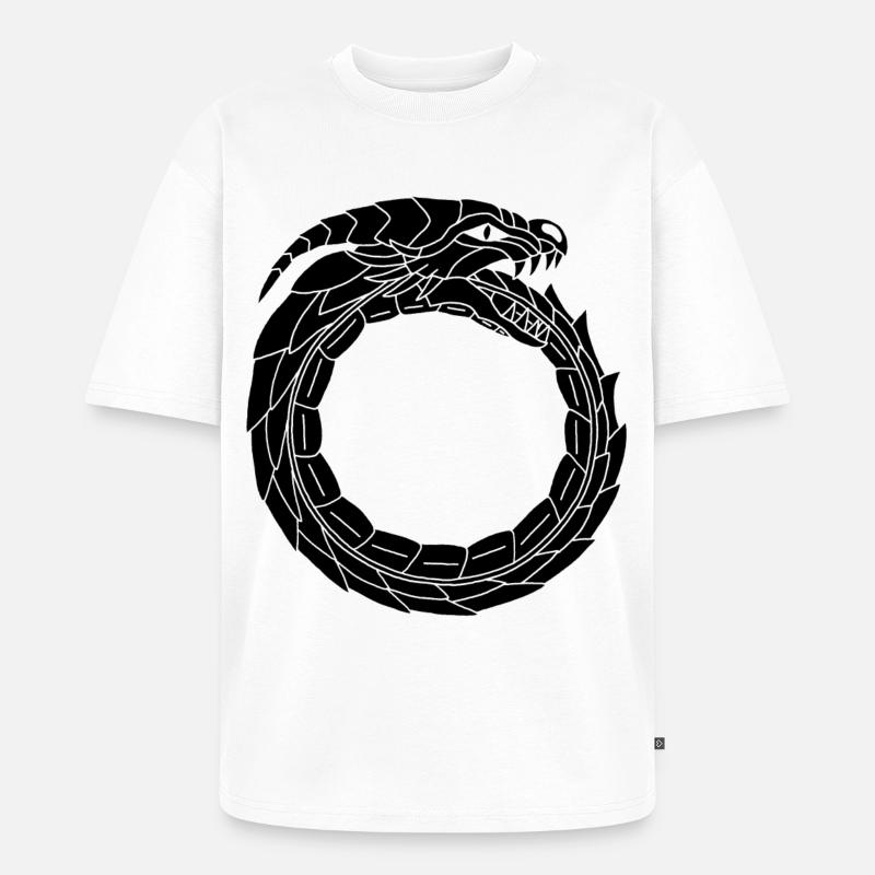 Dragon noir dévoreur - T-shirt Premium bio oversize Unisexe - blanc