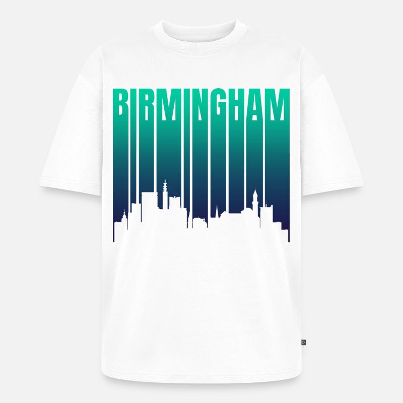 Birmingham Skyline Gradient - Unisex Premium Oversized Bio T-Shirt - Weiß