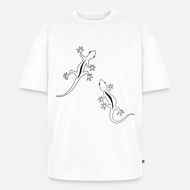 Zwei Eidechsen - Unisex Premium Oversized Bio T-Shirt - Weiß