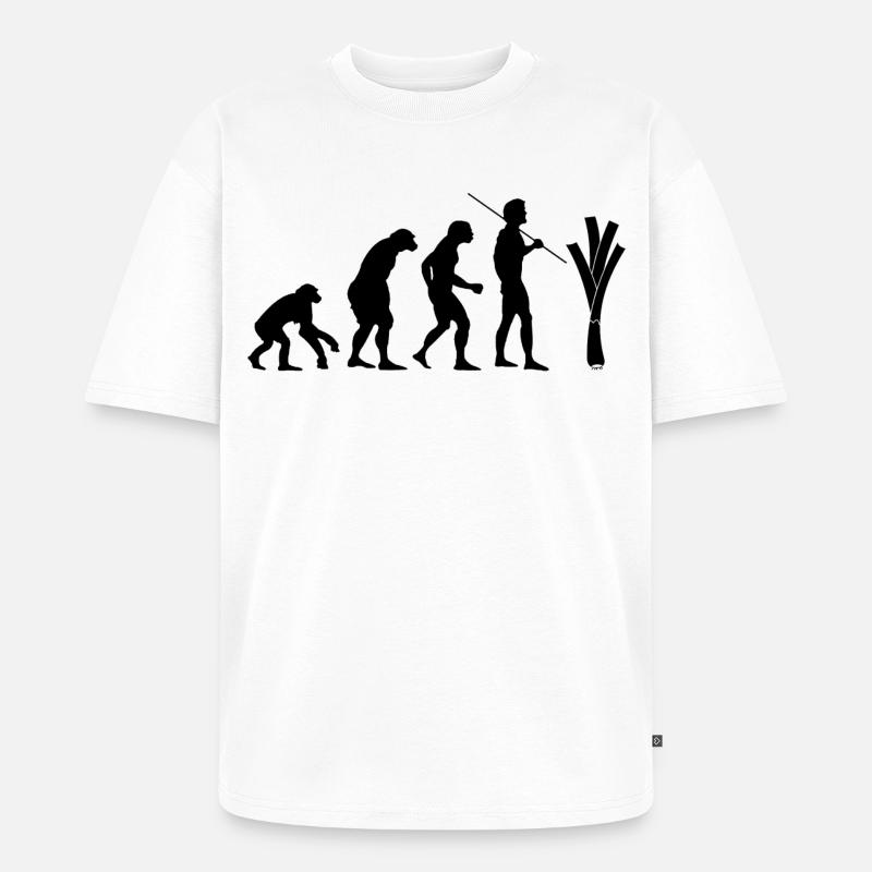 Evolution des Lauchs - Unisex Premium Oversized Bio T-Shirt - Weiß