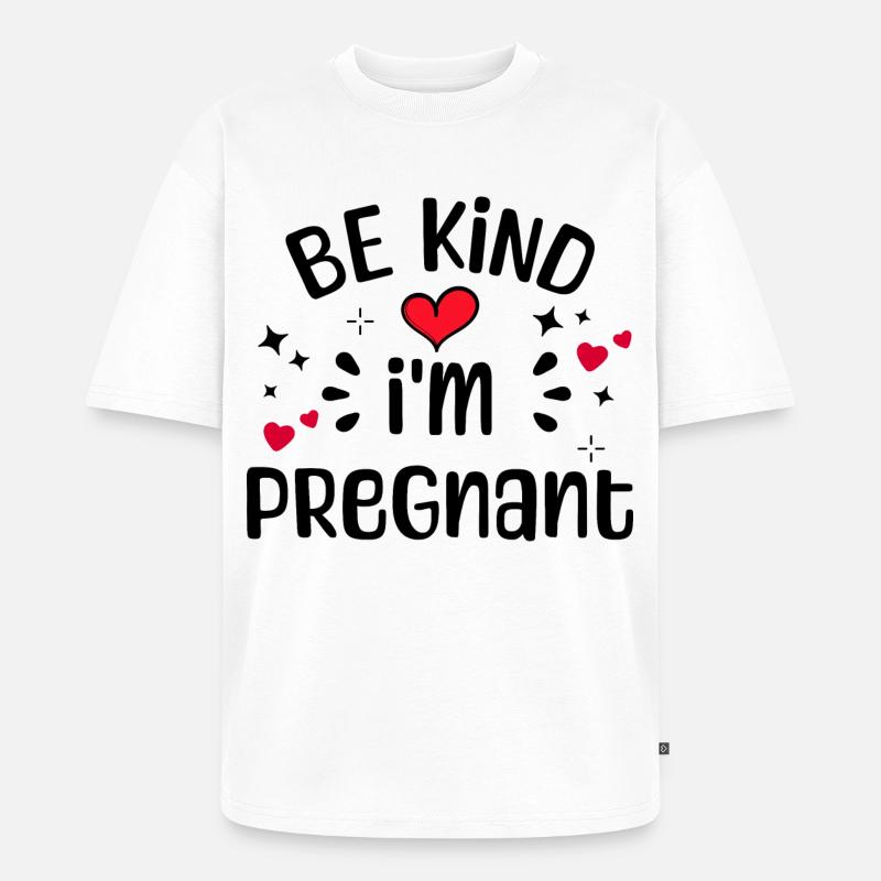 Herz Schwangerschaft Schwanger Statement Mutter - Unisex Premium Oversized Bio T-Shirt - Weiß