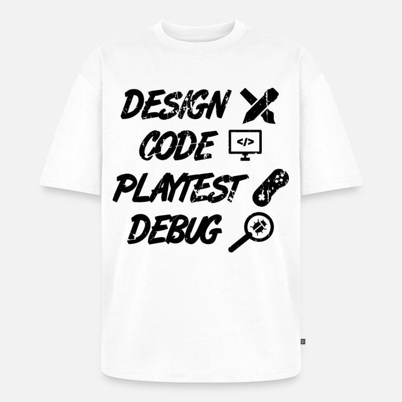 Design Code Playtest Debug - Unisex Premium Oversized Bio T-Shirt - Weiß