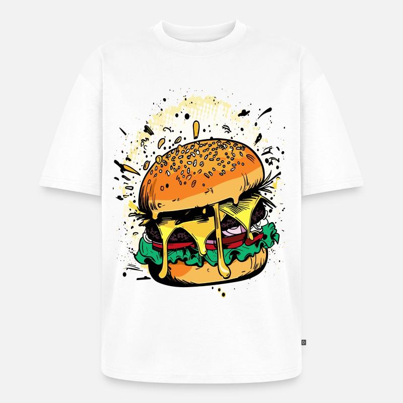 Cheeseburger Comic Burger - Unisex Premium Oversized Bio T-Shirt - Weiß