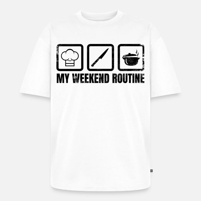 Meine Wochenendroutine - Unisex Premium Oversized Bio T-Shirt - Weiß