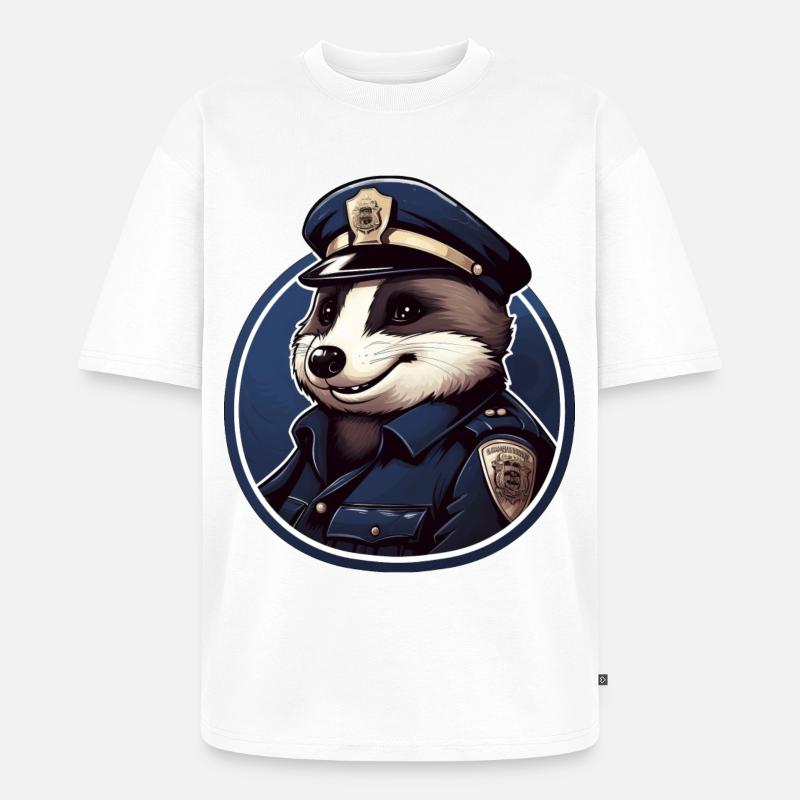 Dachs Polizei - Unisex Premium Oversized Bio T-Shirt - Weiß