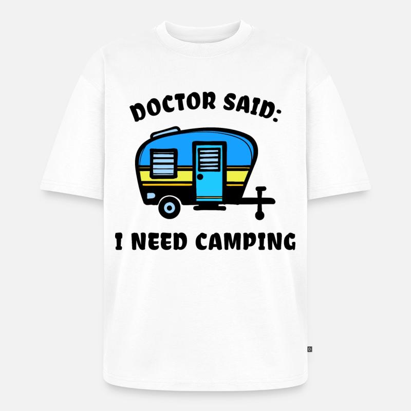 Camper Camping Wohnmobil Statement Wanderer - Unisex Premium Oversized Bio T-Shirt - Weiß