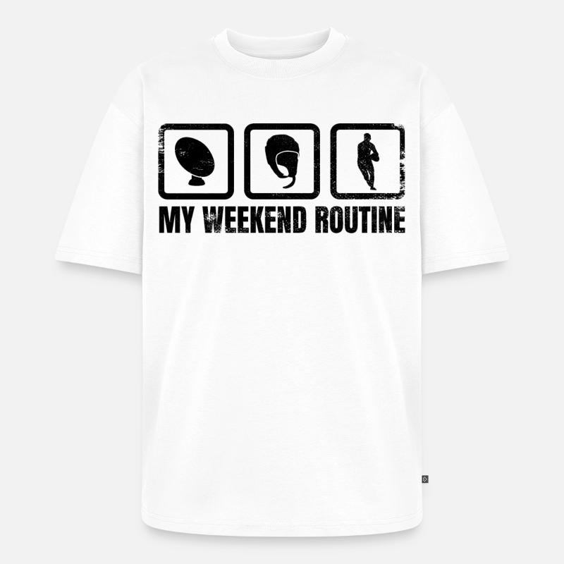 Rugbyspieler Wochenendplan - Unisex Premium Oversized Bio T-Shirt - Weiß
