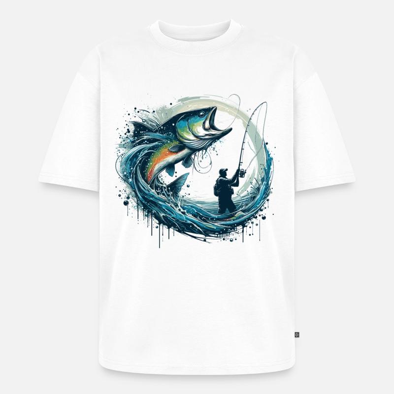 Angeln dynamisch Geschenk - Unisex Premium Oversized Bio T-Shirt - Weiß