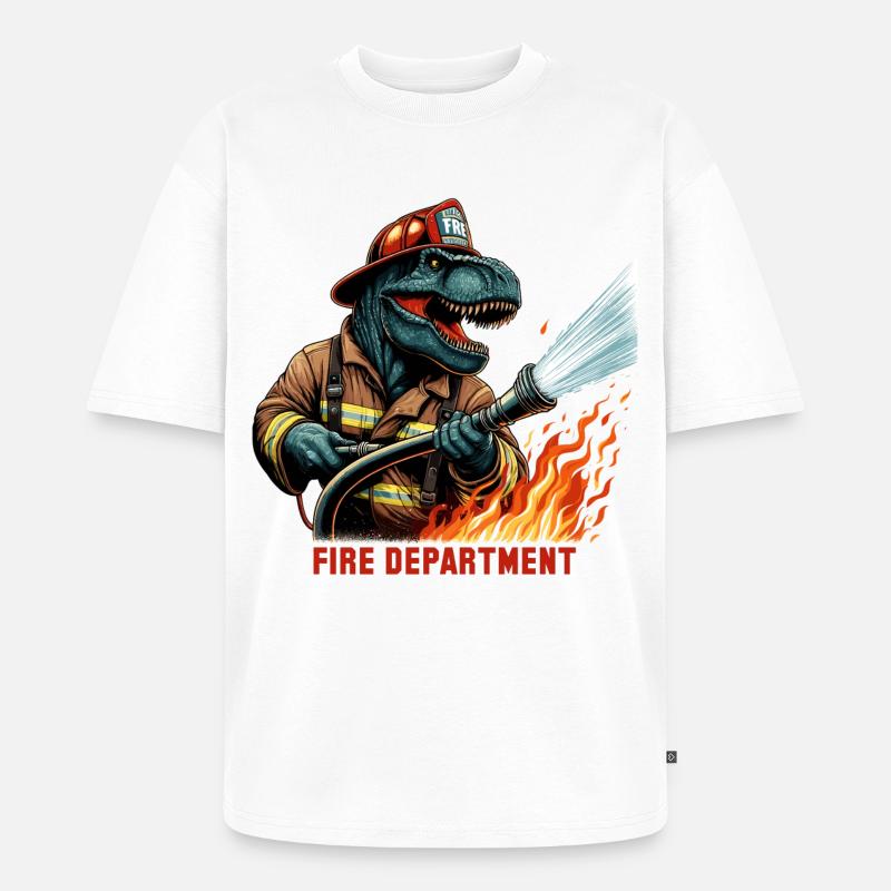Pompier T-Rex cadeau - T-shirt Premium bio oversize Unisexe - blanc