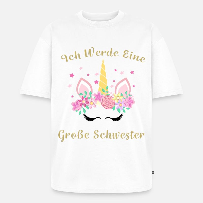 Ich werde Große Schwester - Unisex Premium Oversized Bio T-Shirt - Weiß