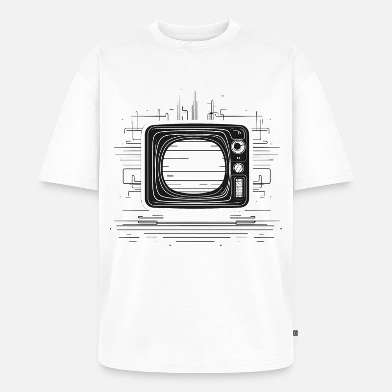 Retro TV Zeichnung - Unisex Premium Oversized Bio T-Shirt - Weiß
