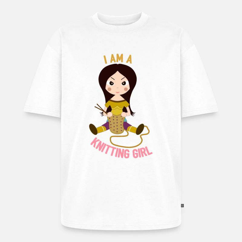 Ich bin ein Strickmädchen - Unisex Premium Oversized Bio T-Shirt - Weiß