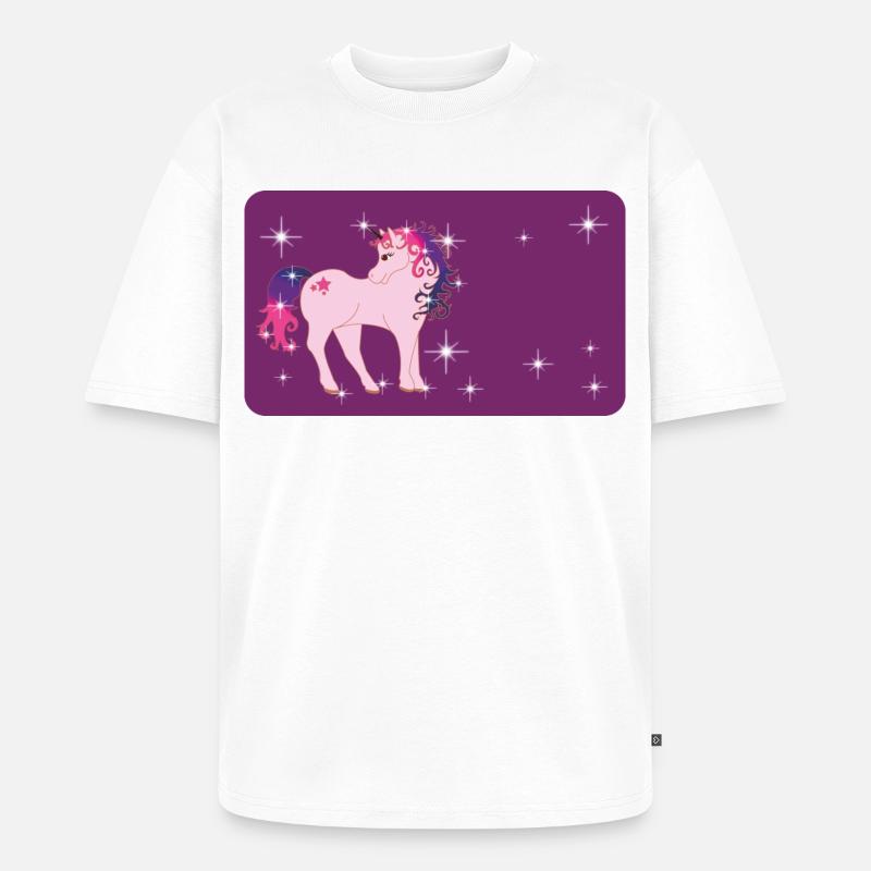Fantasy Einhorn mit Sternchen - lila  - Unisex Premium Oversized Bio T-Shirt - Weiß