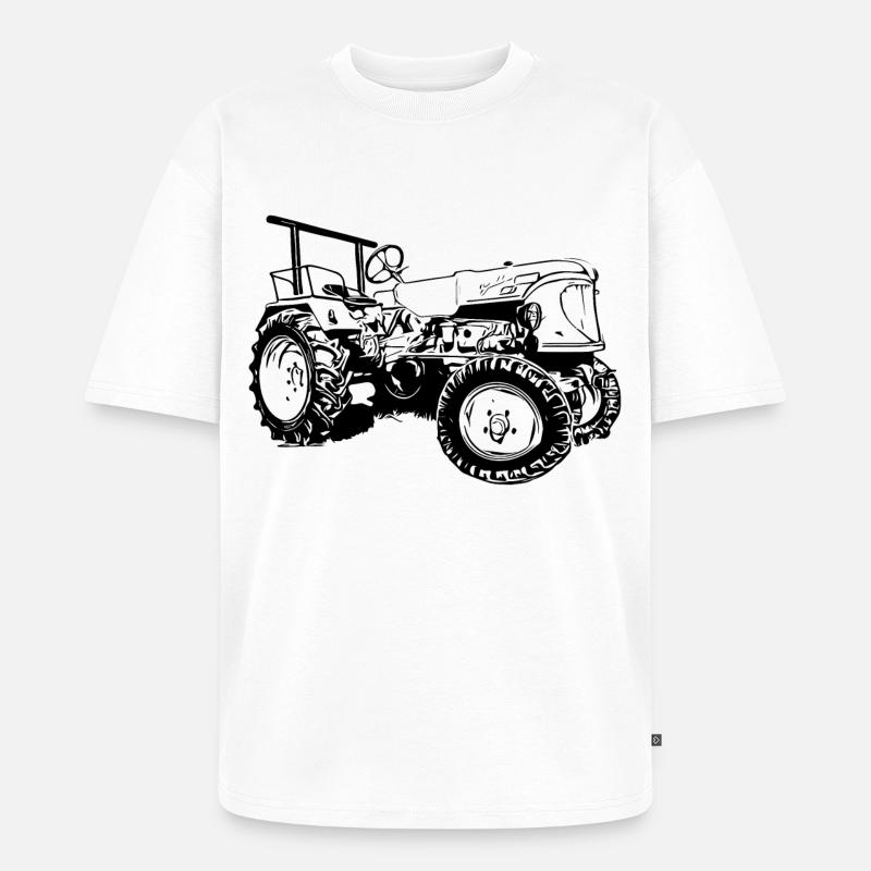 Traktor Güldner ADN-8 Haifischmaul - Unisex Premium Oversized Bio T-Shirt - Weiß