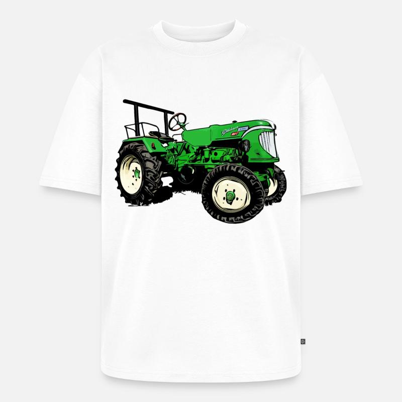 Güldner ADN-8 Haifischmaul Traktor - Unisex Premium Oversized Bio T-Shirt - Weiß