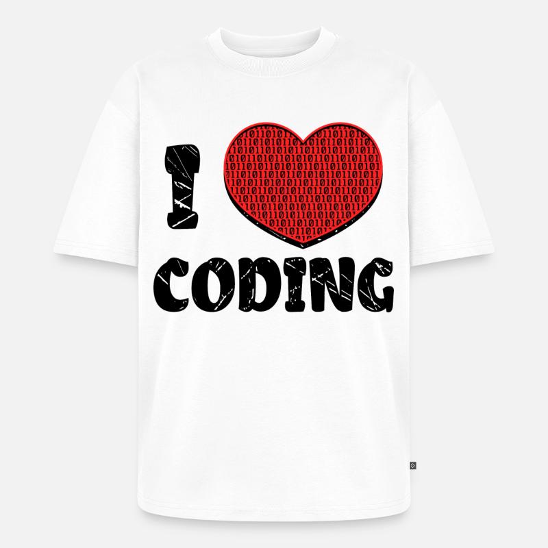 Script de code Debug Heart Statement - T-shirt Premium bio oversize Unisexe - blanc