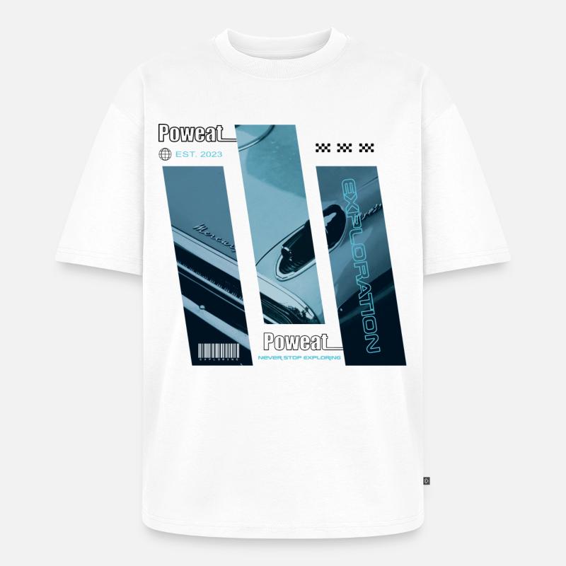 Never Stop Exploring - Unisex Premium Oversized Bio T-Shirt - Weiß