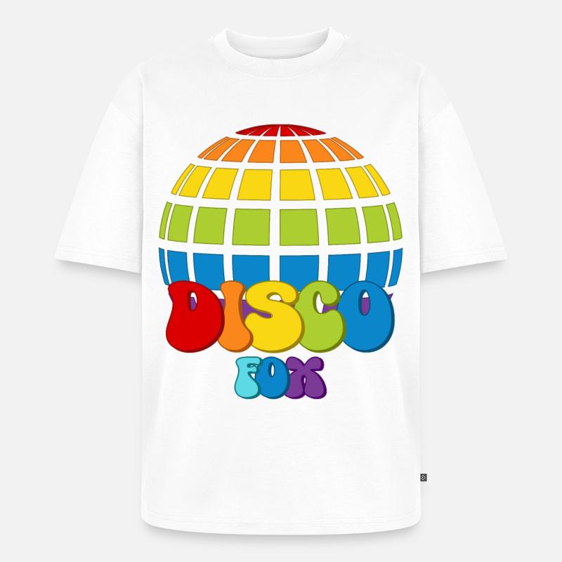 Disco Fox Discokugel Groovy Discothek Discofox - Unisex Premium Oversized Bio T-Shirt - Weiß