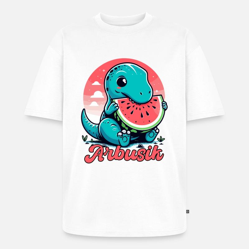 Mignon T-Rex Pastèque Arbusik Cadeau - T-shirt Premium bio oversize Unisexe - blanc