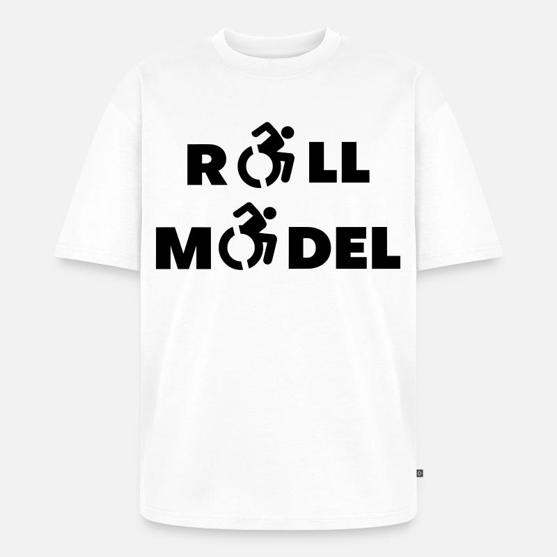 Jeder Rollstuhlfahrer ist ein Vorbild # - Unisex Premium Oversized Bio T-Shirt - Weiß