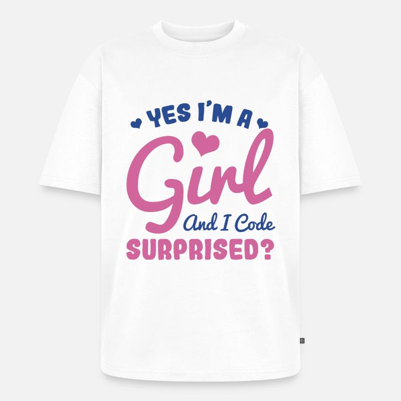 Mädchen und Programmiererin - Unisex Premium Oversized Bio T-Shirt - Weiß